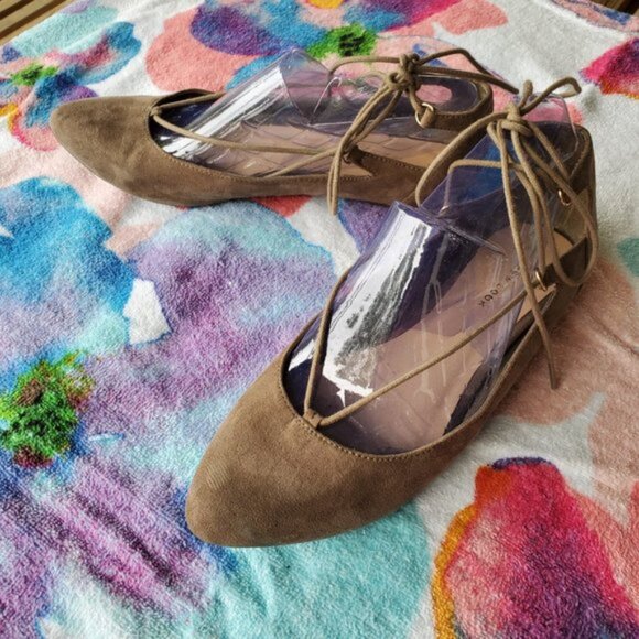 New Look Lace Up Ballet Flat - Light Brown - Picture 2 of 4